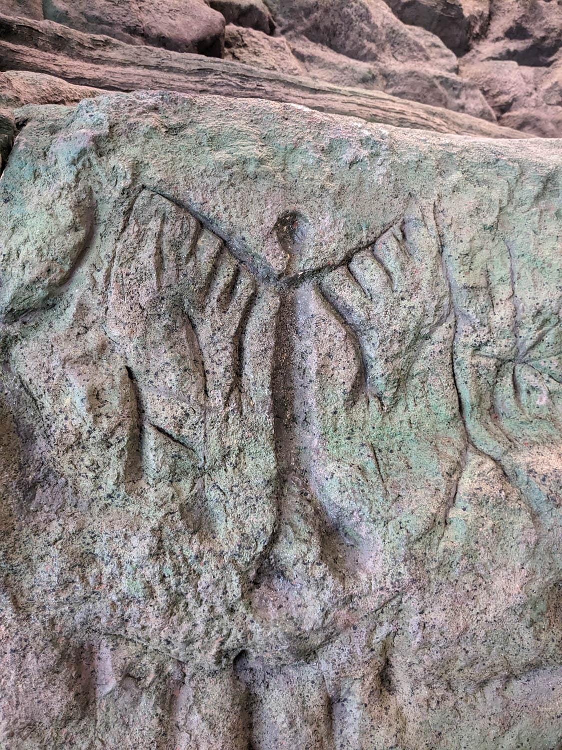 Jōmon Winged Figure Petroglyph Replica: Hand-Sculpted Clay Wall Art