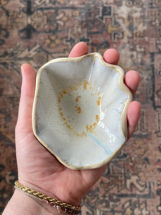 Palm Palette - scalloped pottery bowl (ceramic hand fired)