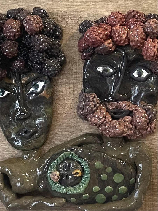 Bramble Family Portrait Wall Relief Sculpture: Mom, Dad, Newborn