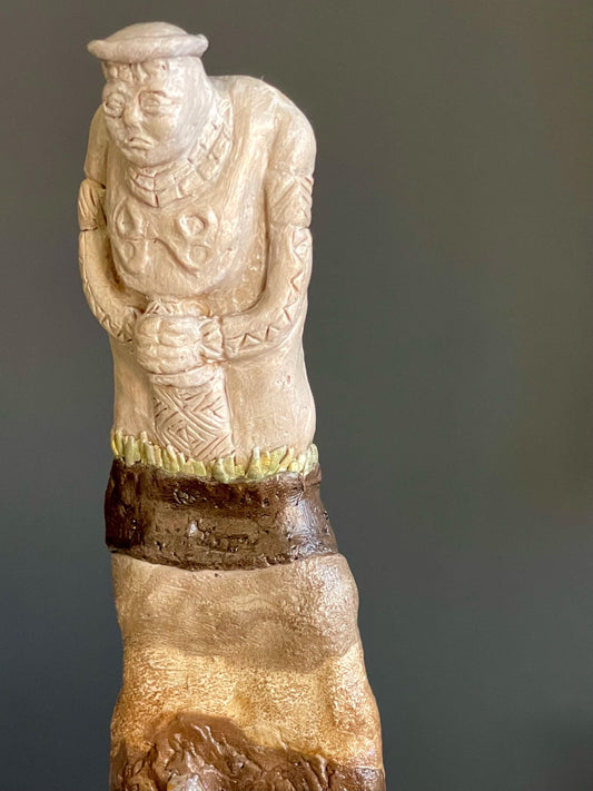 Donna the Elder Protector – Ancient Female Guardian Gargoyle – Clay & Quartz – Kurgan Stelae Inspired