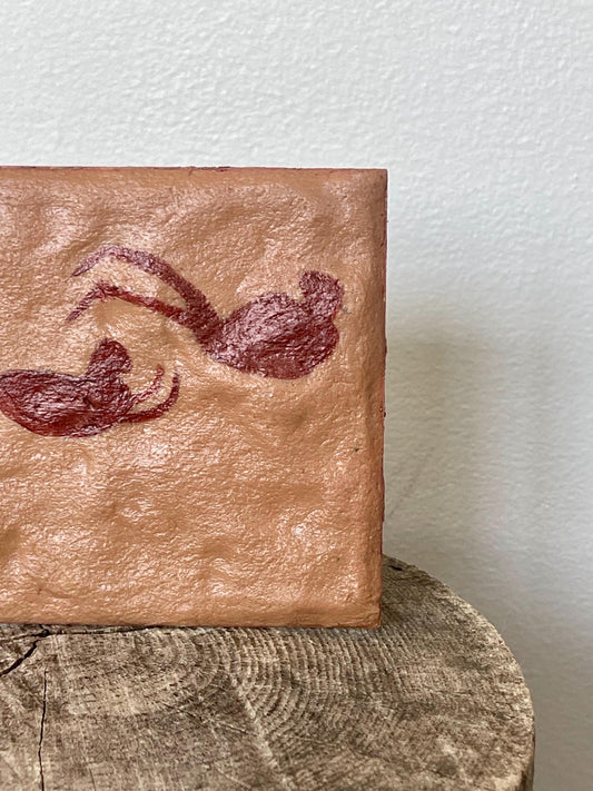 Ancient Swimmers (Egypt) — 4×6" Hand-Sculpted Clay Wall Art