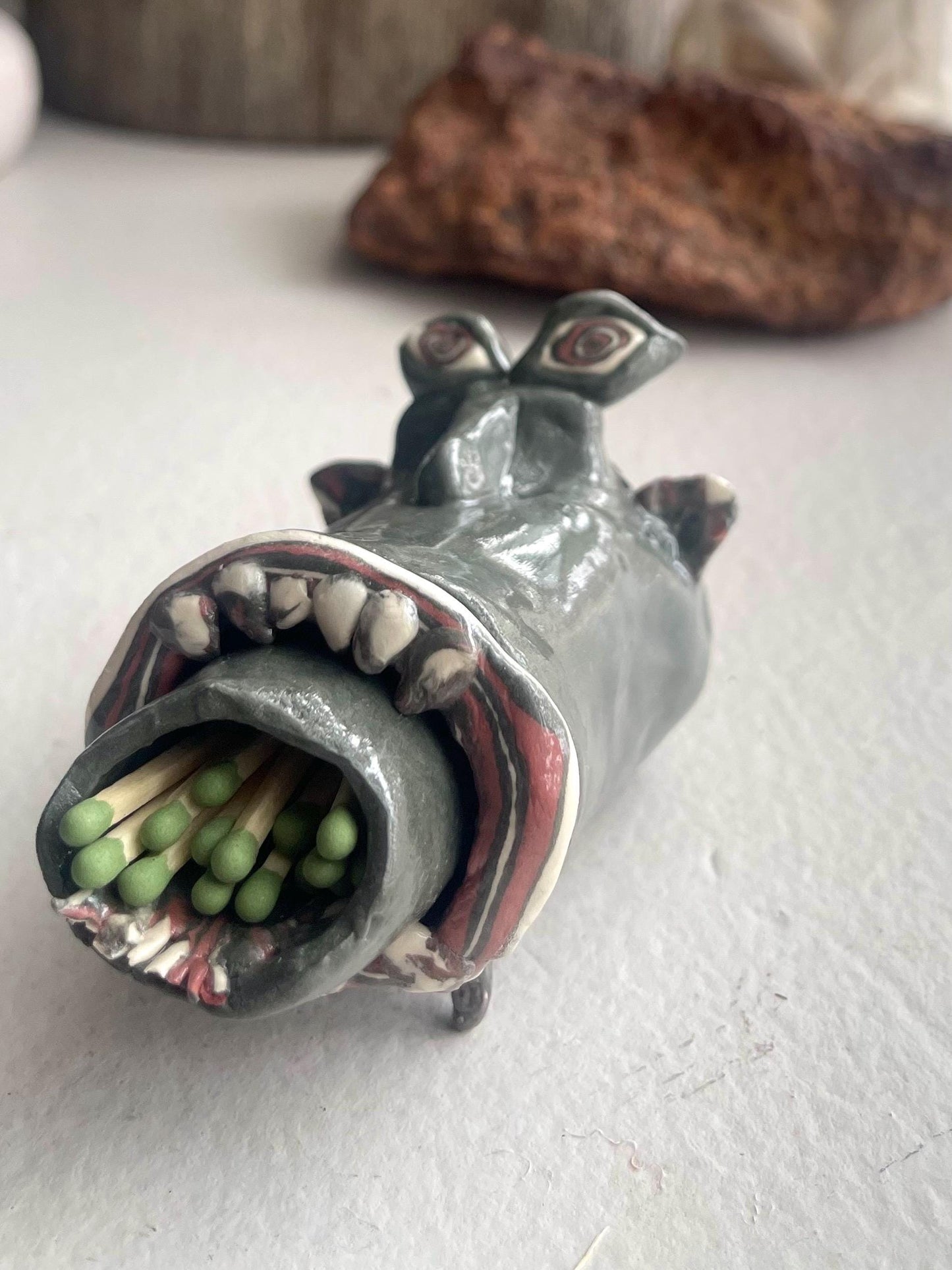 Monster 'Ronald' Match Holder: Trinket Dish with Striker