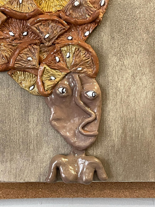 Citronella - lemon lady wall portrait relief sculpture