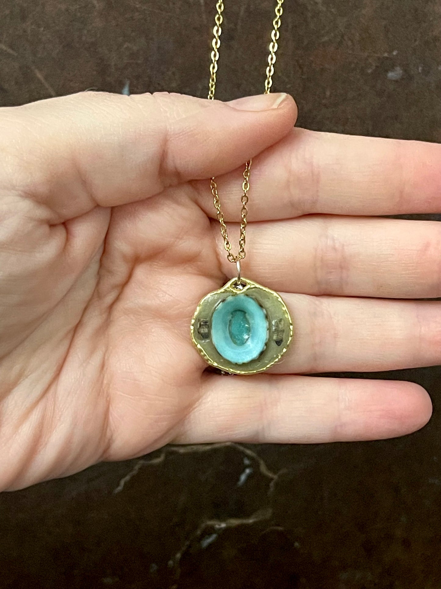 mexican green limpet eye necklace