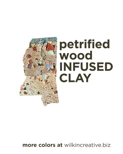 petrified wood infused clay