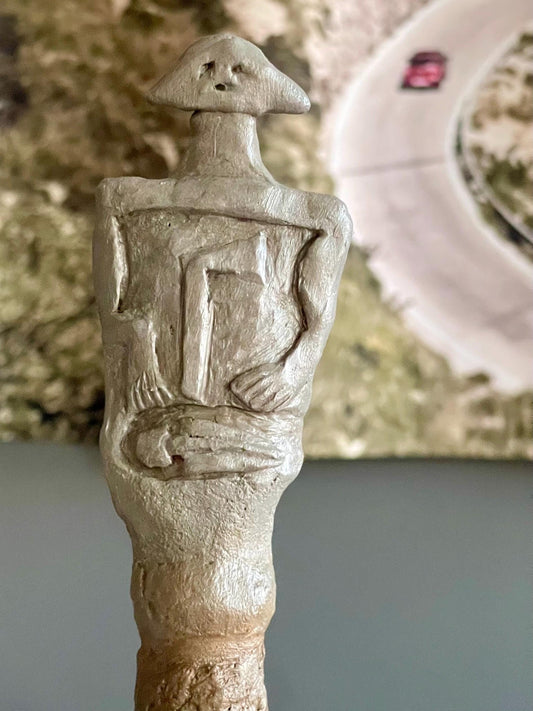Greg the Silent Watcher – Mini Stone Gargoyle – Hand-Sculpted Clay & Jasper – Kurgan Stelae-Inspired