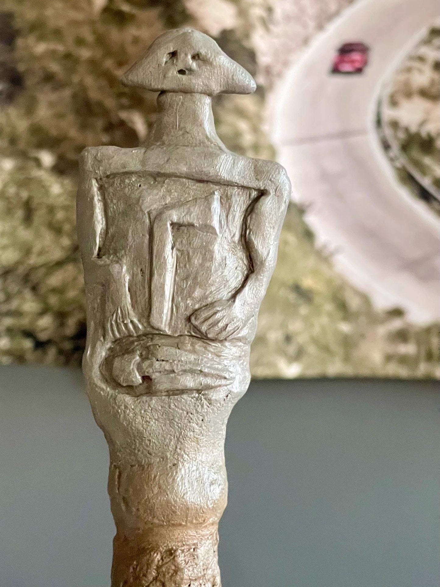 Greg the Silent Watcher – Mini Stone Gargoyle – Hand-Sculpted Clay & Jasper – Kurgan Stelae-Inspired