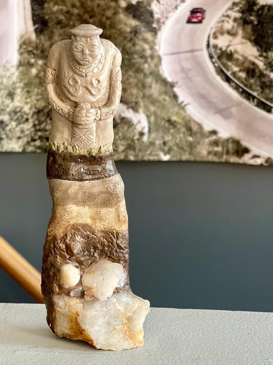 Donna the Elder Protector – Ancient Female Guardian Gargoyle – Clay & Quartz – Kurgan Stelae Inspired