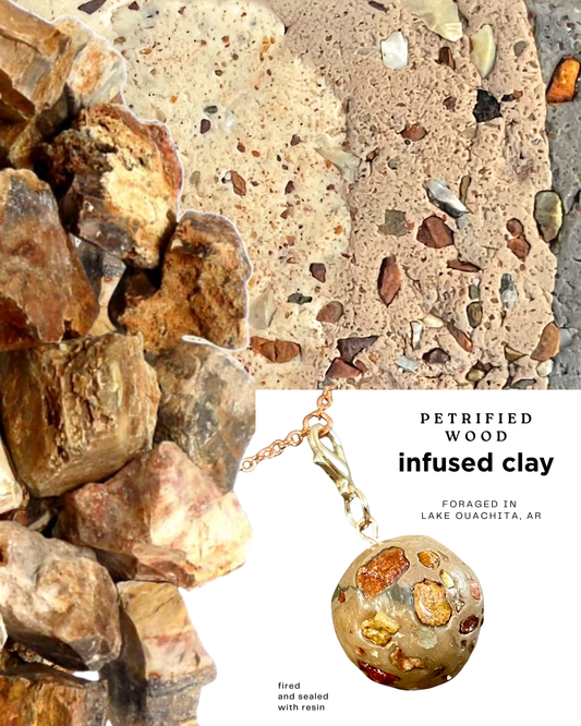 petrified wood infused clay