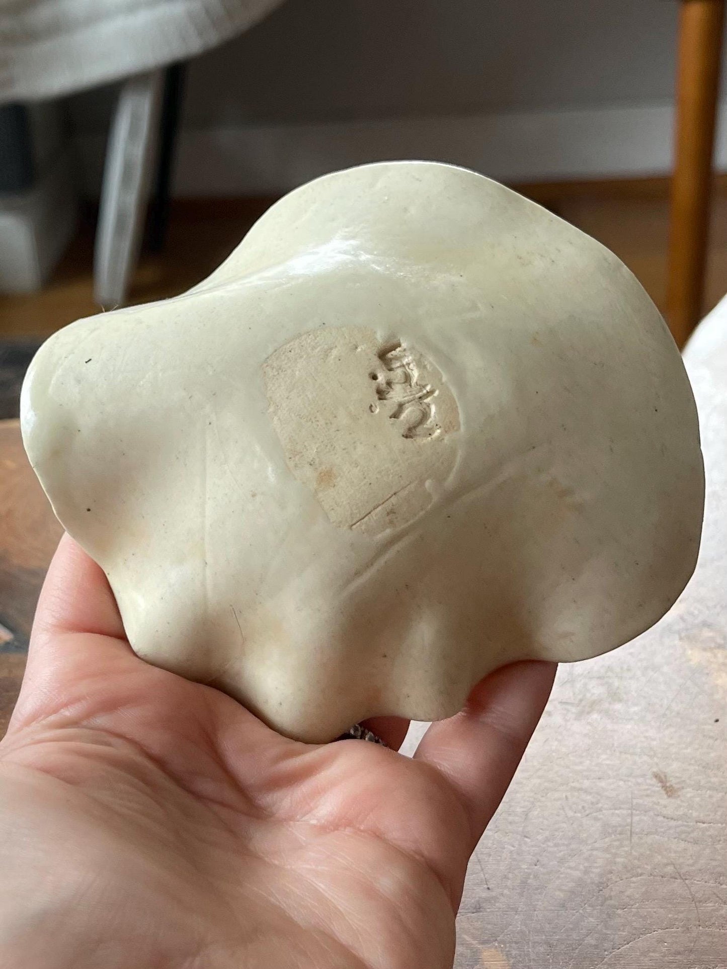 Palm Palette - scalloped pottery bowl (ceramic hand fired)