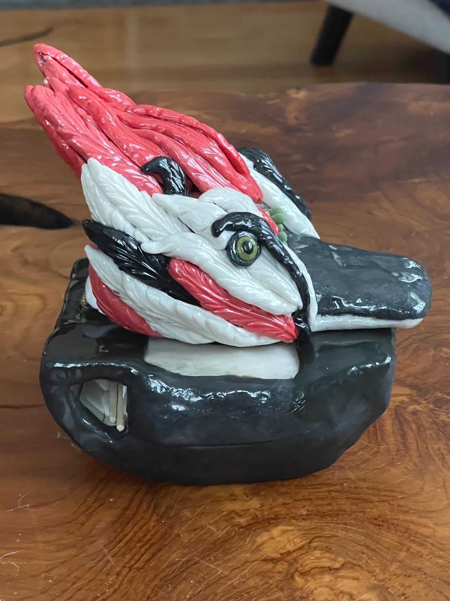 Woodpecker votive set - match holder, match striker, candle, sculpture