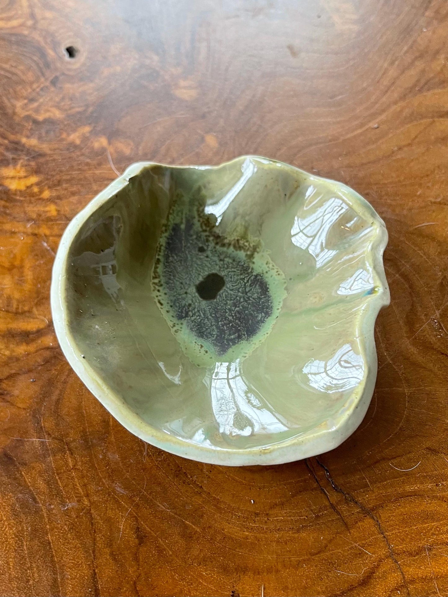 Palm Palette - scalloped pottery bowl (ceramic hand fired)