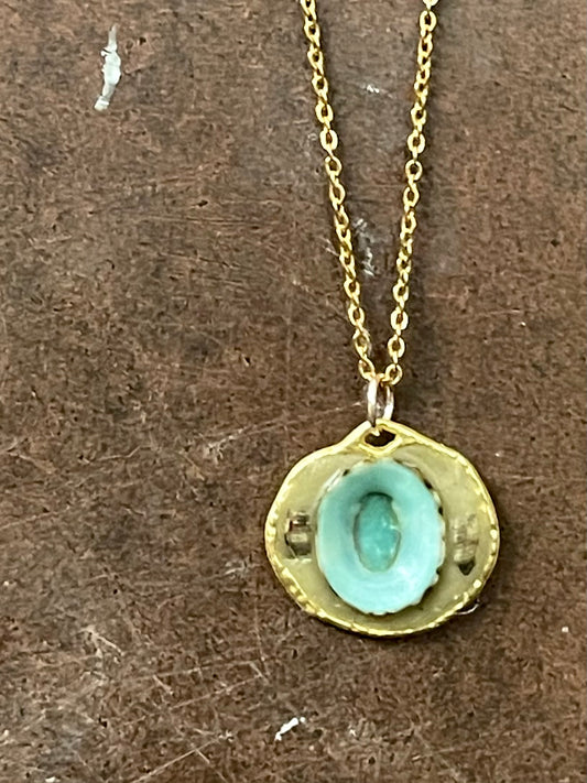 mexican green limpet eye necklace