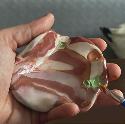 Palm Palette - Hand-Sculpted Artist Palette - Unique Left-Hand Design with Finger-Well Paint Layout