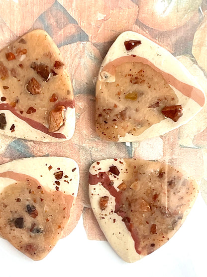 guitar picks (4) made of red jasper clay