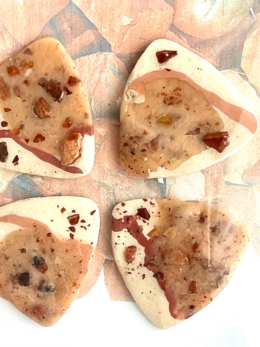 guitar picks (4) made of red jasper clay