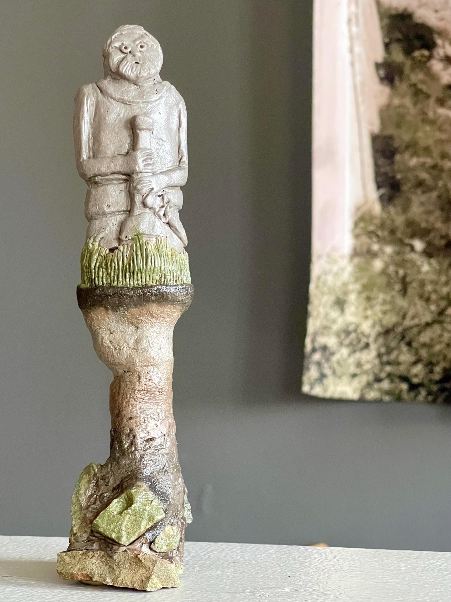 Craig the Earthbound Elder – Ancient Guardian Gargoyle – Clay & Virginia Jasper Sculpture