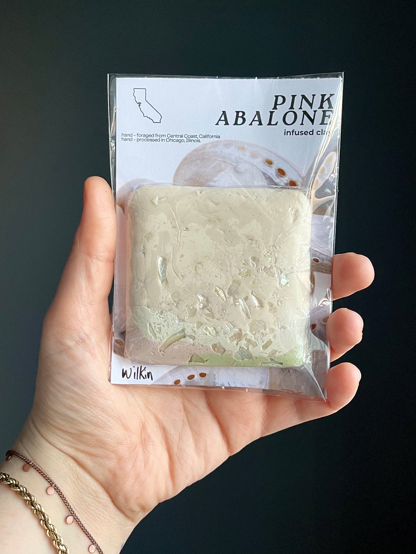 pink abalone infused clay