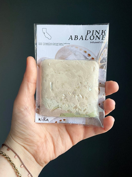 pink abalone infused clay