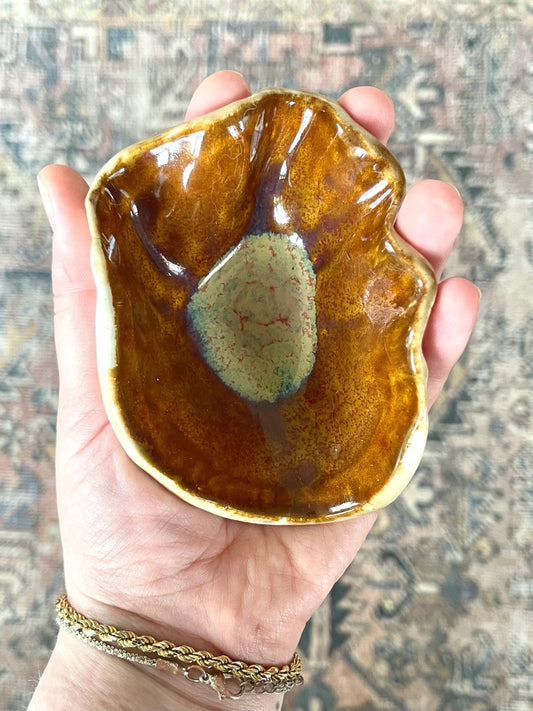 Palm Palette - scalloped pottery bowl (ceramic hand fired)