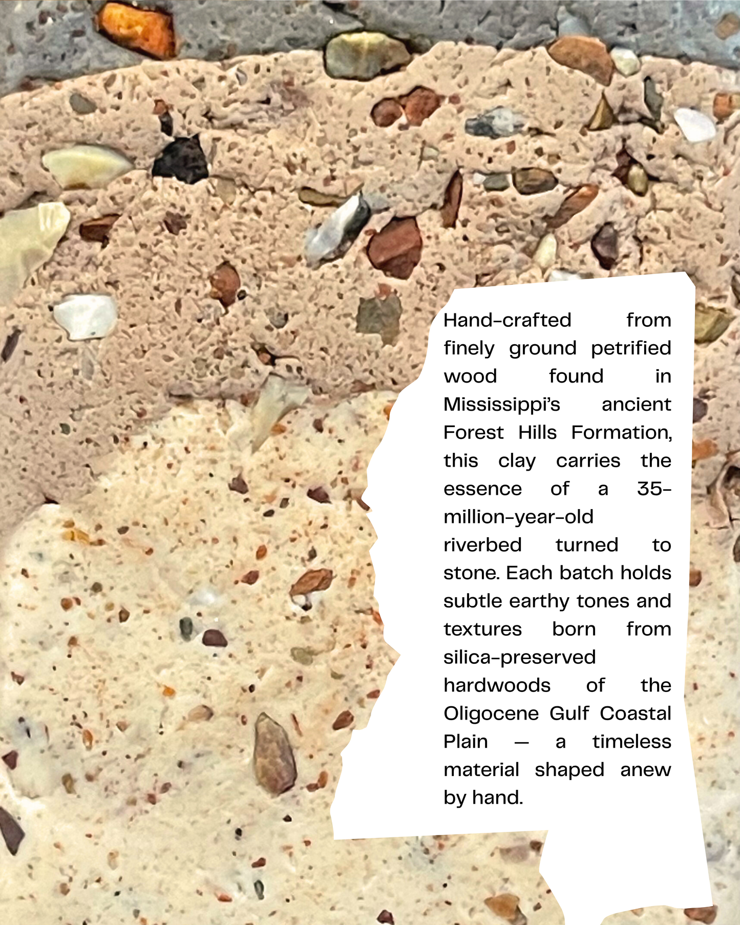 petrified wood infused clay