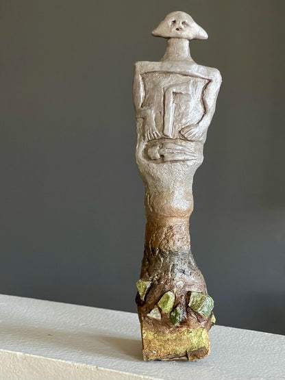 Greg the Silent Watcher – Mini Stone Gargoyle – Hand-Sculpted Clay & Jasper – Kurgan Stelae-Inspired