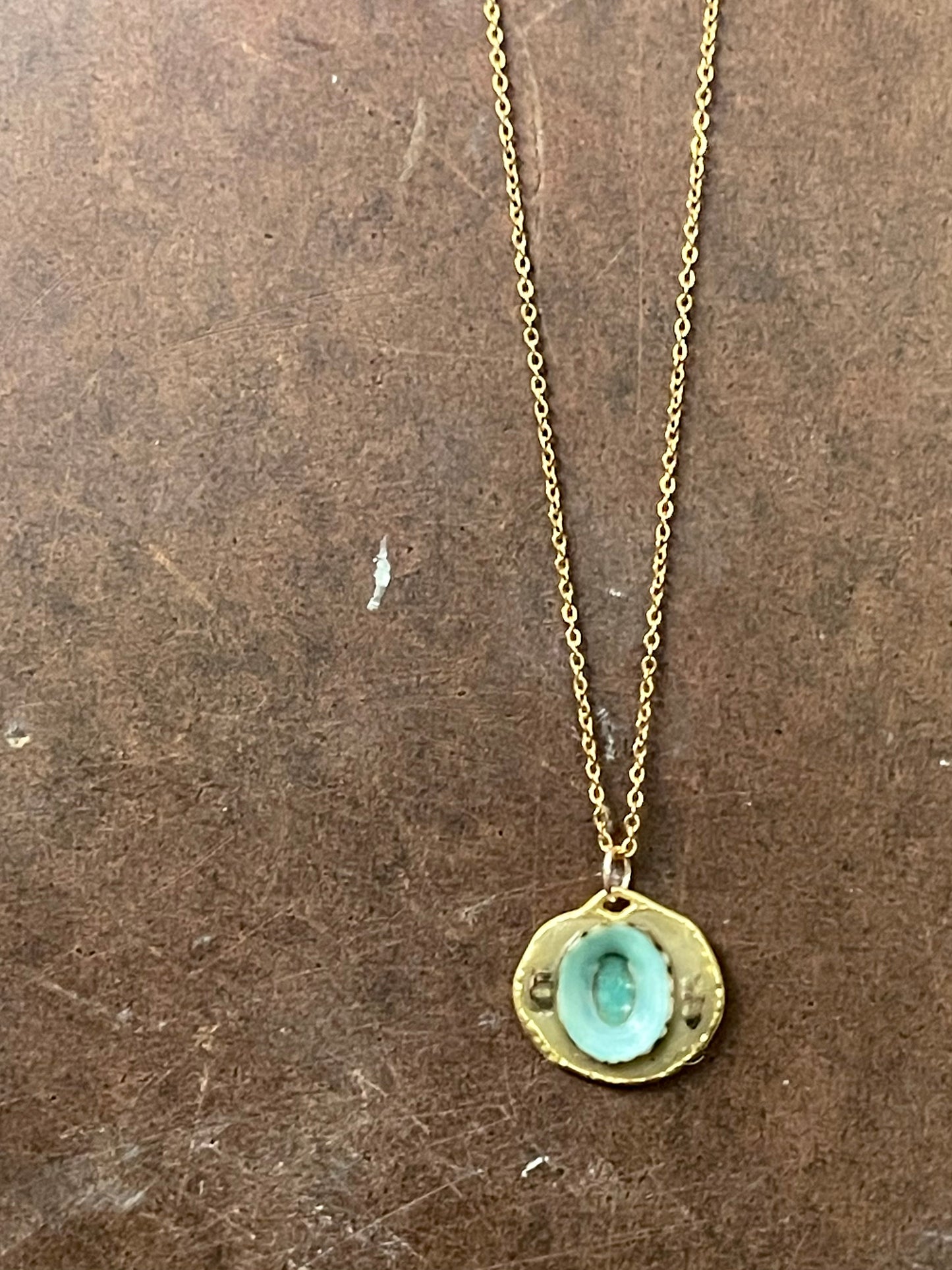 mexican green limpet eye necklace