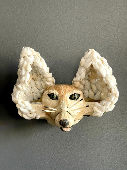 Hand Sculpted Fennec Fox Votive Set: Match Holder Sculpture