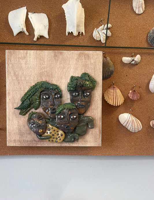 Monstera Family Portrait: Wood Wall Relief Sculpture