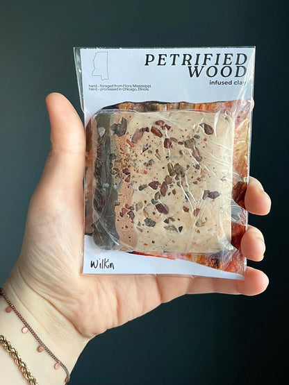 petrified wood infused clay