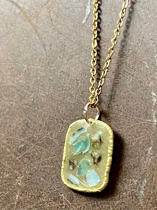 mexican green limpet mosaic necklace