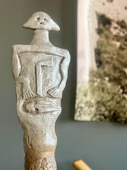 Greg the Silent Watcher – Mini Stone Gargoyle – Hand-Sculpted Clay & Jasper – Kurgan Stelae-Inspired