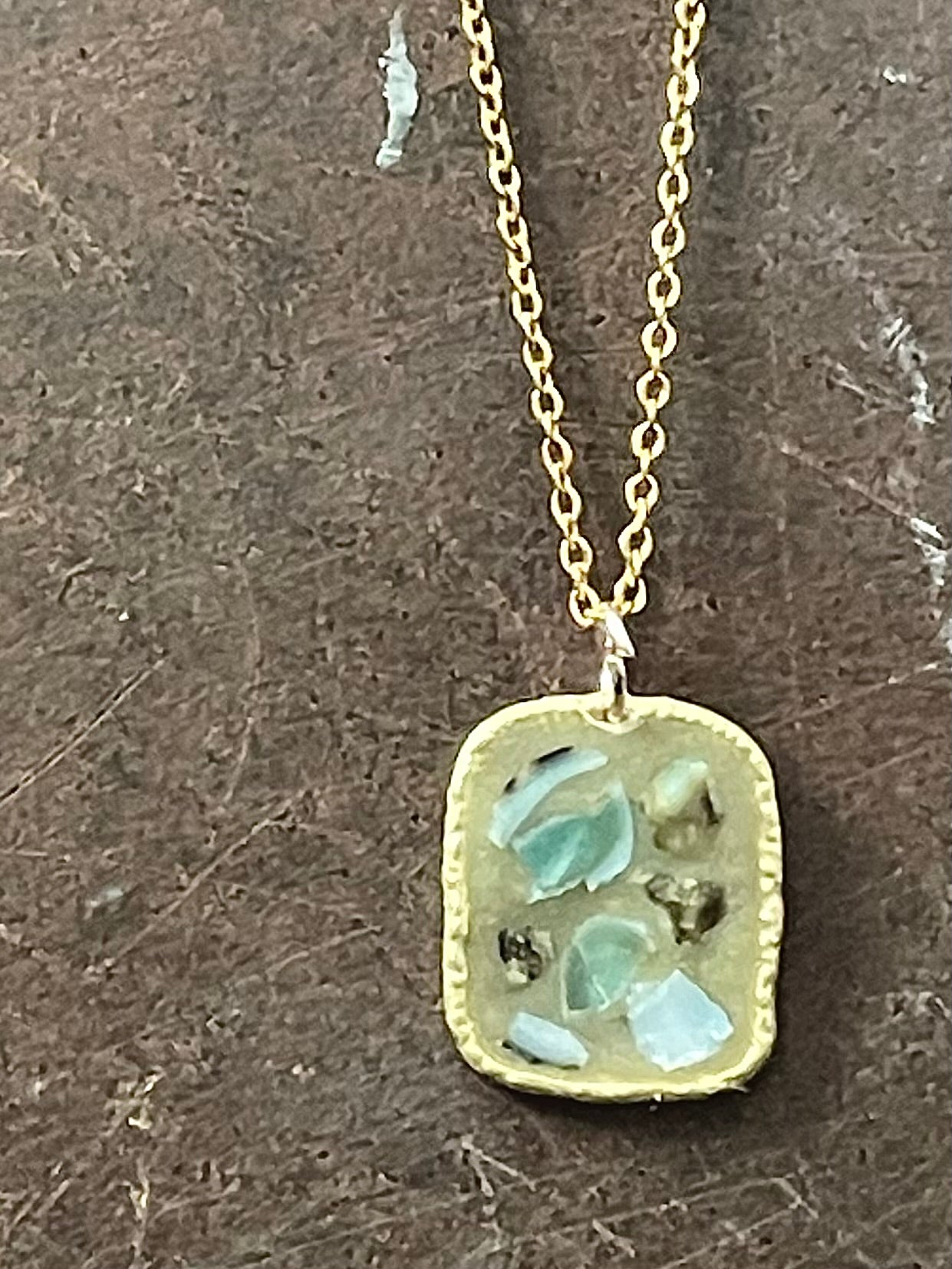 mexican green limpet mosaic necklace