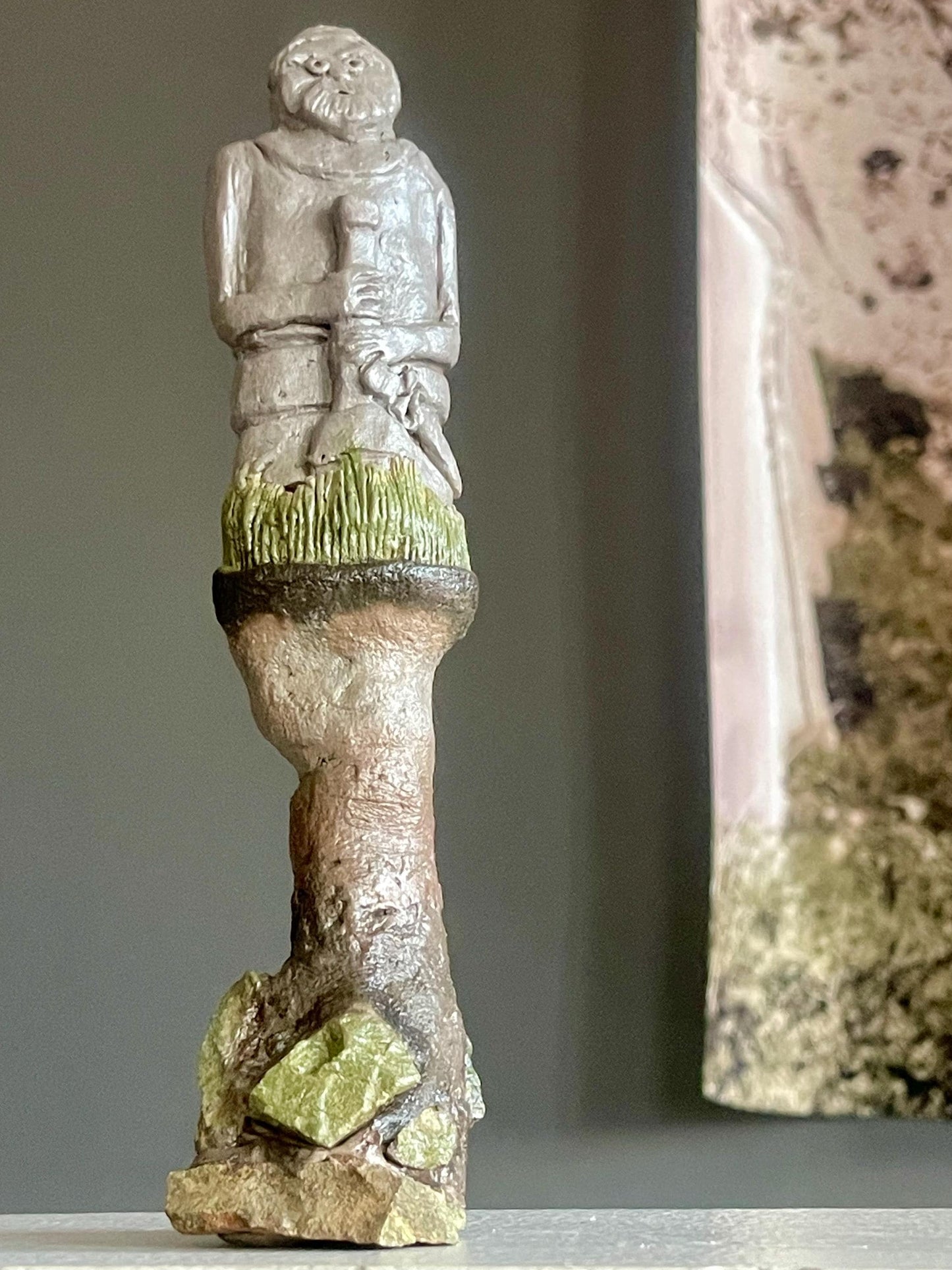 Craig the Earthbound Elder – Ancient Guardian Gargoyle – Clay & Virginia Jasper Sculpture