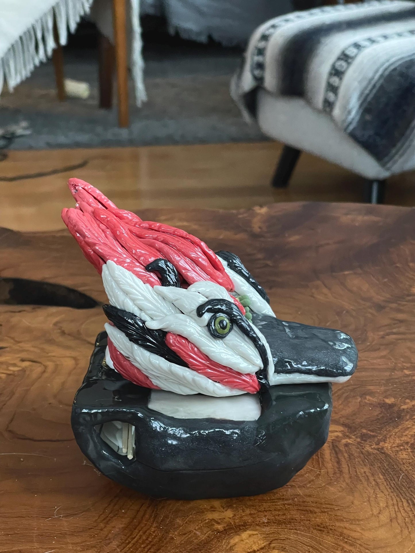 Woodpecker votive set - match holder, match striker, candle, sculpture
