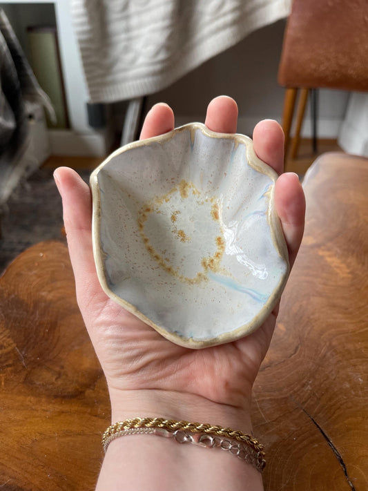 Palm Palette - scalloped pottery bowl (ceramic hand fired)