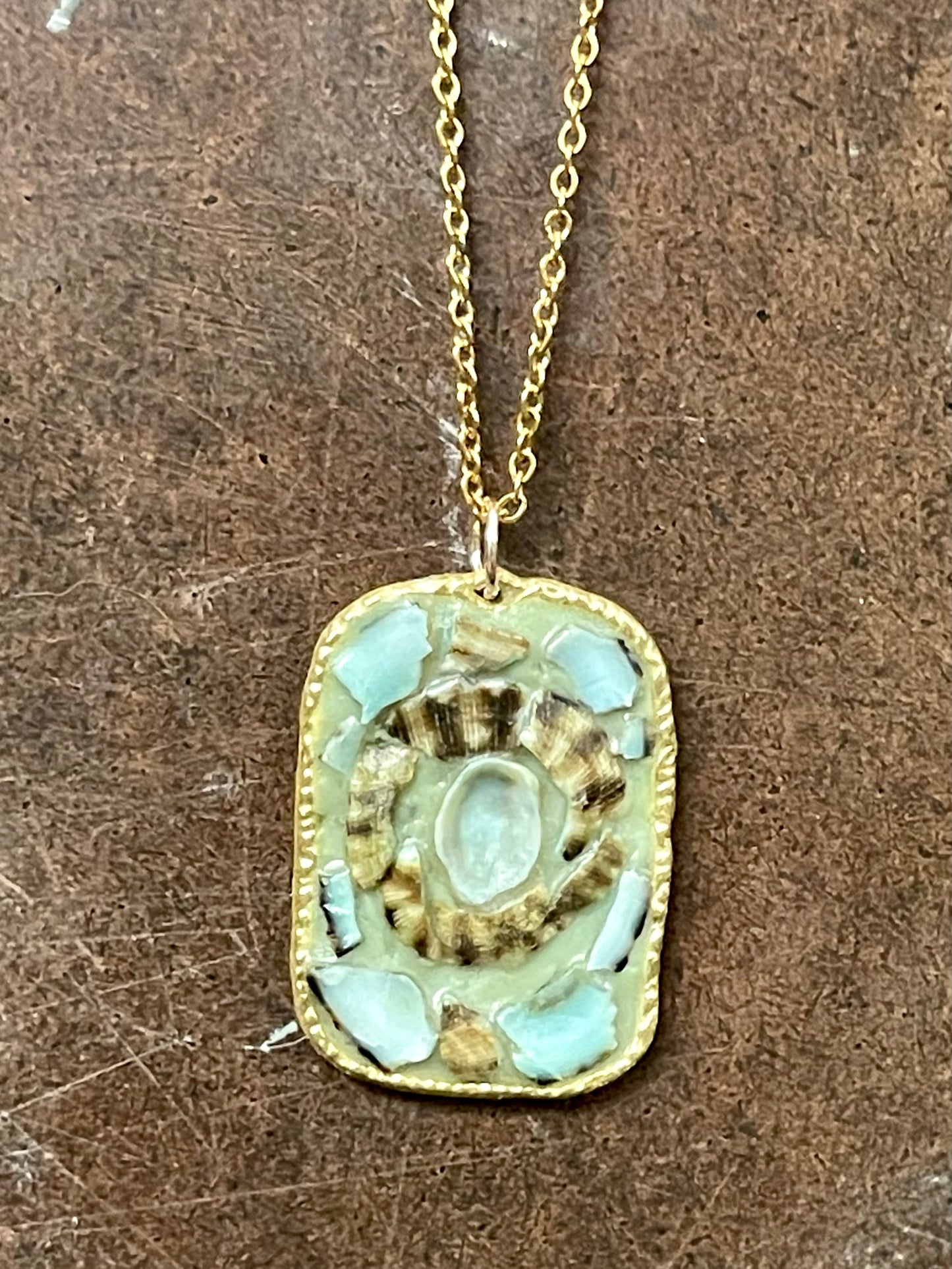 mexican green limpet large mosaic necklace