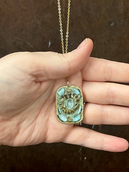 mexican green limpet large mosaic necklace
