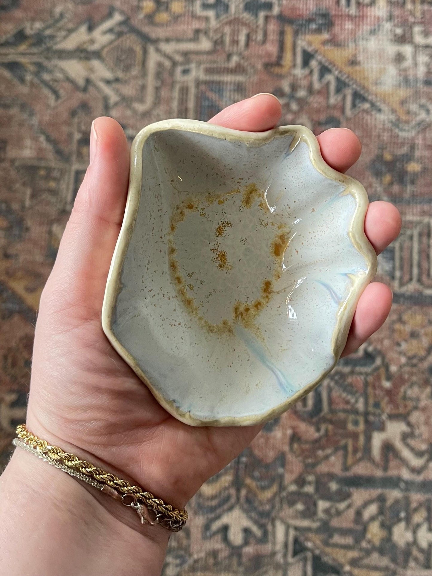Palm Palette - scalloped pottery bowl (ceramic hand fired)