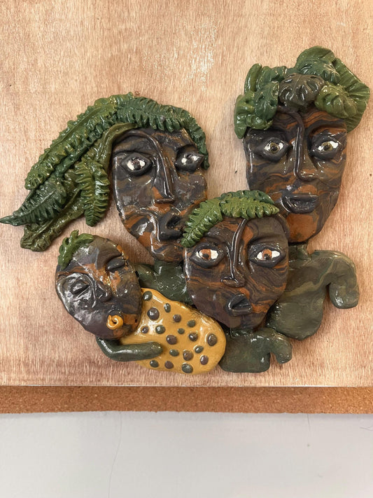 Monstera Family Portrait: Wood Wall Relief Sculpture
