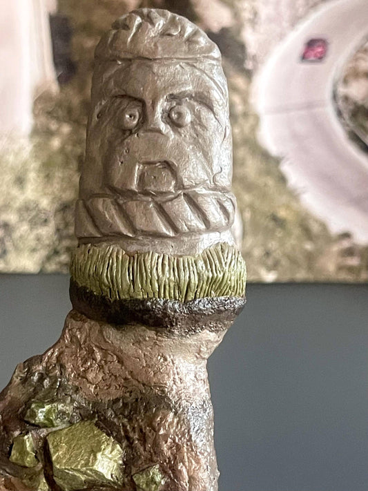 Keith the Wide-Eyed Sentinel – Stone Guardian Gargoyle – Handcrafted Kurgan Stelae-Inspired Sculpture