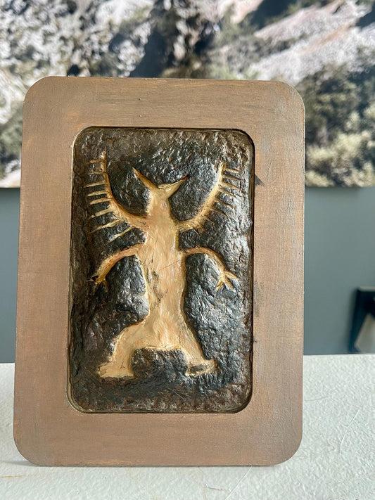 Framed Sculpture – Nine Mile Canyon Petroglyph “Horned Anthropomorph”
