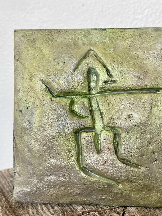 Sanillac (Michigan) Moss Petroglyph — Hand-Sculpted 4×6 Clay Wall Art