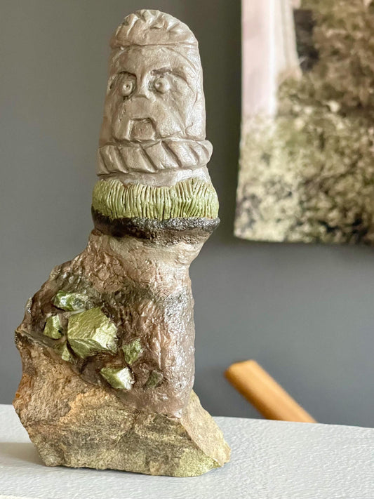 Keith the Wide-Eyed Sentinel – Stone Guardian Gargoyle – Handcrafted Kurgan Stelae-Inspired Sculpture