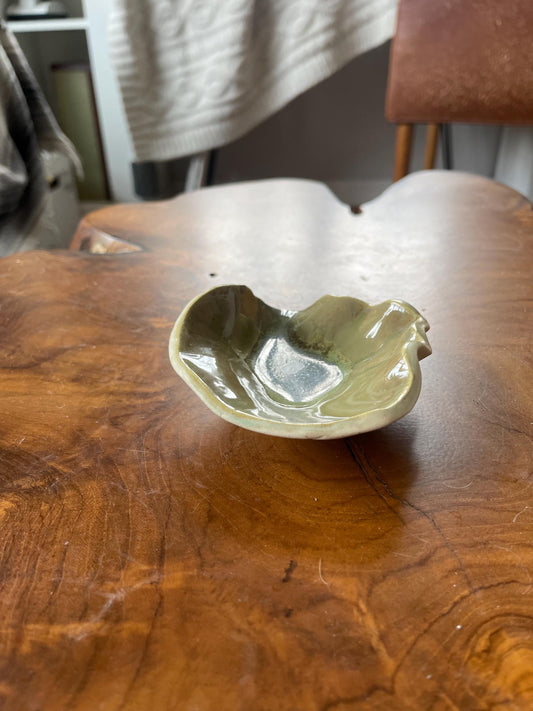 Palm Palette - scalloped pottery bowl (ceramic hand fired)