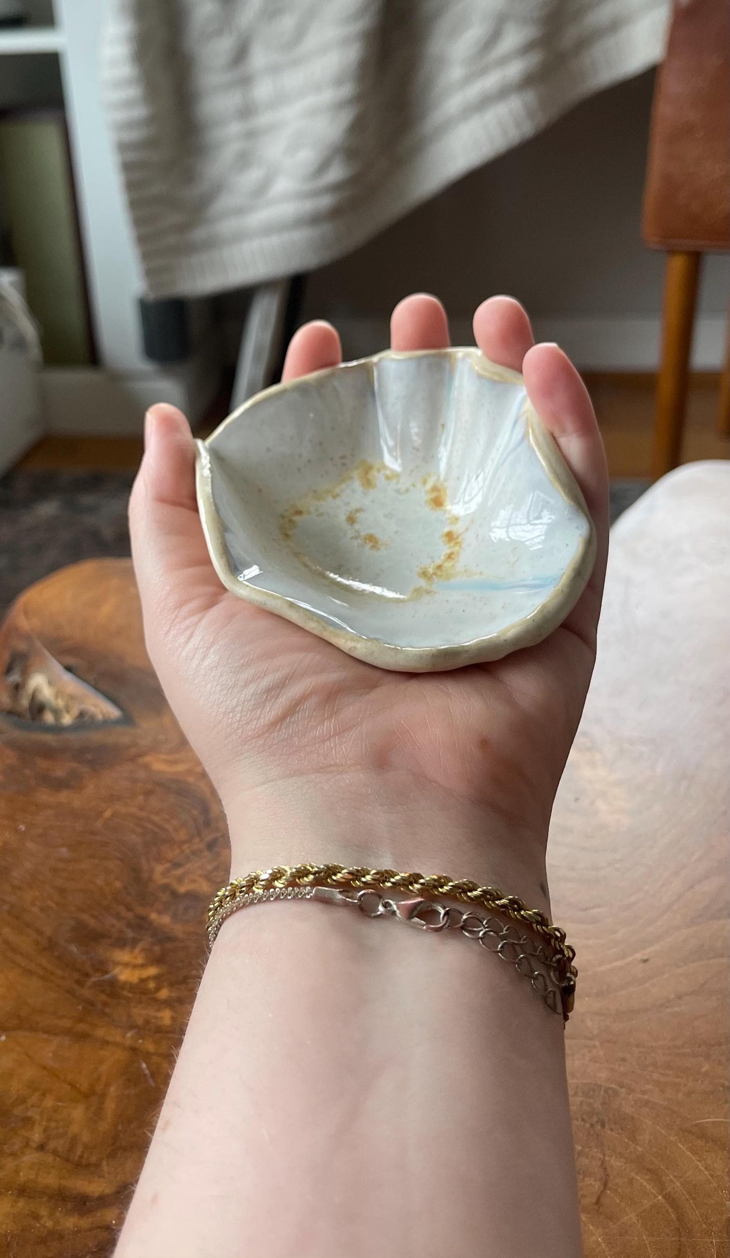 Palm Palette - scalloped pottery bowl (ceramic hand fired)