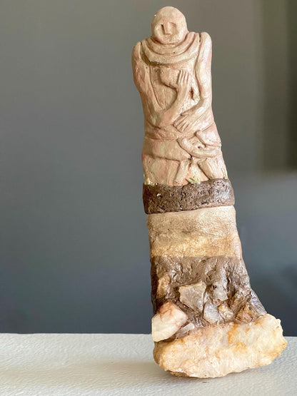 Jennifer the Keeper of Memory – Female Stone Gargoyle – Clay & Quartz Sculpture – Kurgan Stelae Inspired