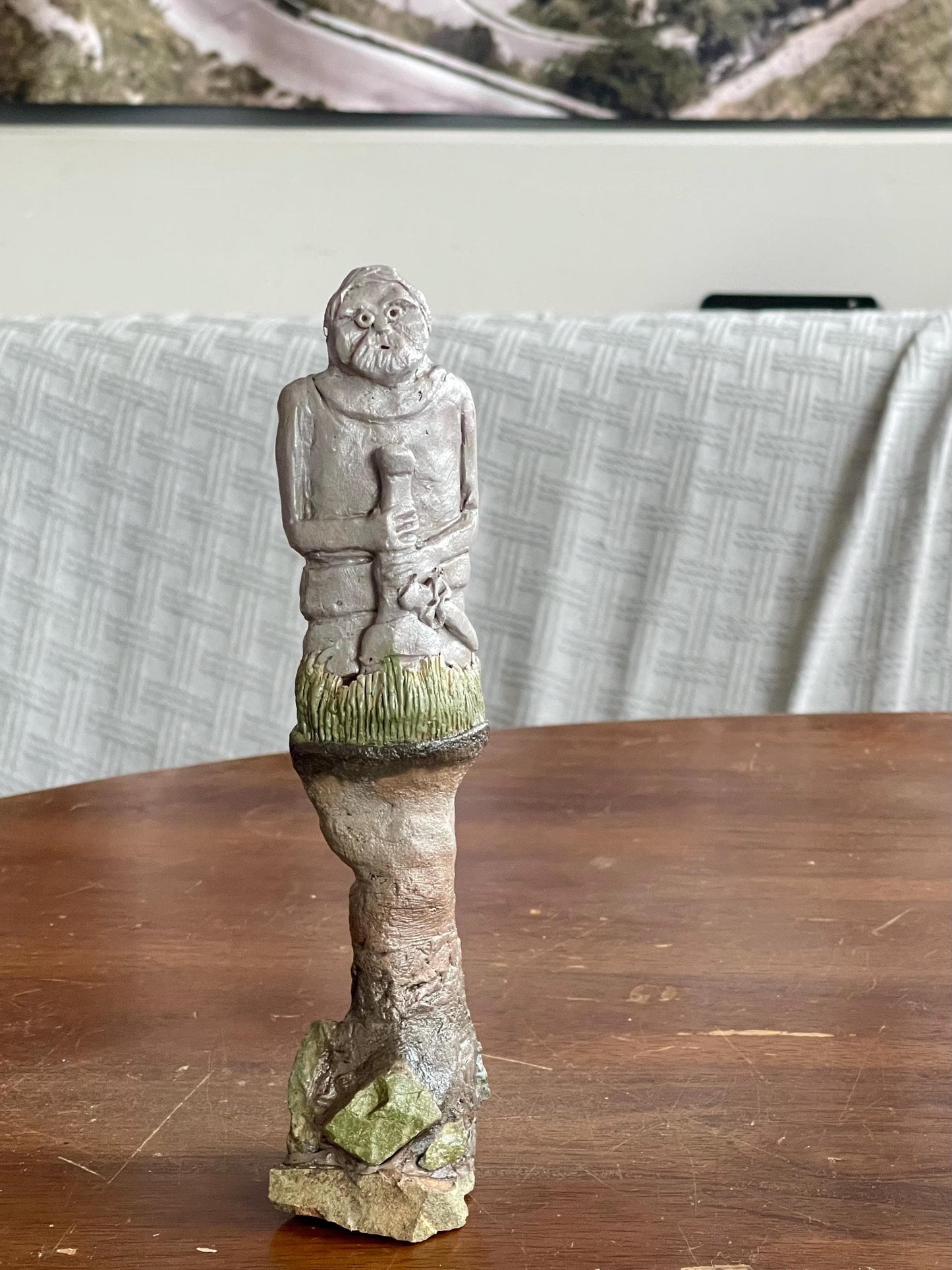 Craig the Earthbound Elder – Ancient Guardian Gargoyle – Clay & Virginia Jasper Sculpture