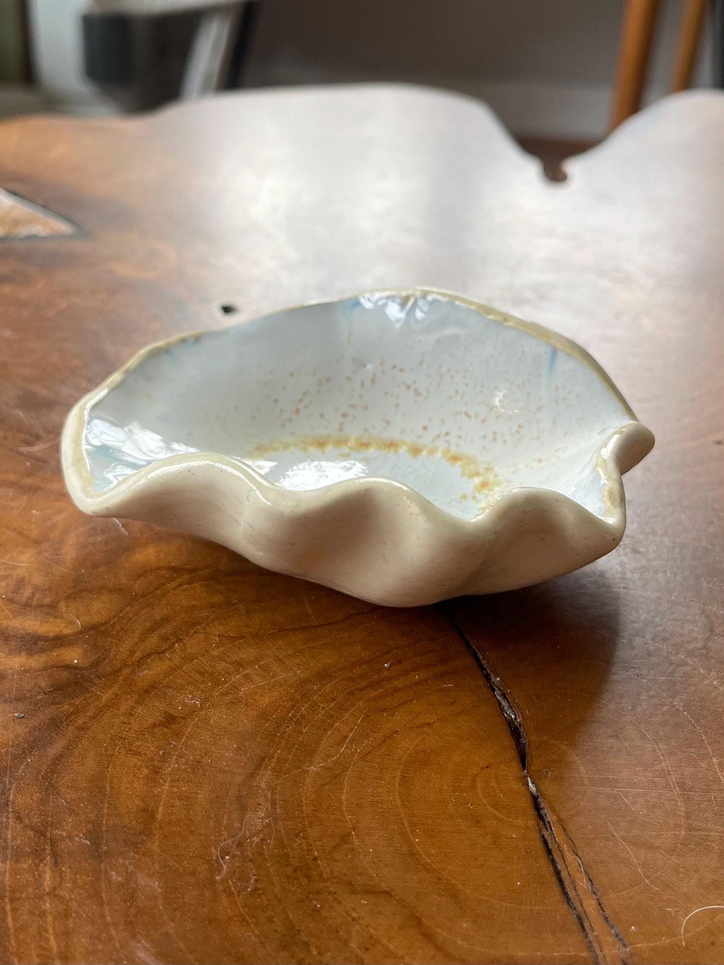 Palm Palette - scalloped pottery bowl (ceramic hand fired)