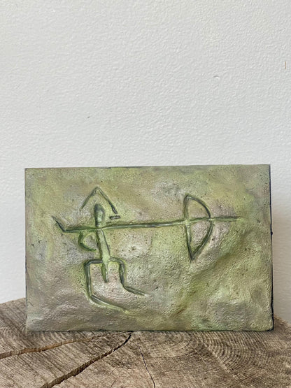 Sanillac (Michigan) Moss Petroglyph — Hand-Sculpted 4×6 Clay Wall Art